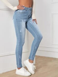 SHEIN Essnce Jean skinny taille haute zippé