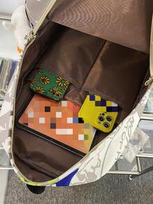 卡通和字母圖案後背包附包飾 - 彩色 - 查看 2