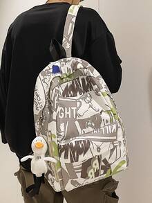 卡通和字母圖案後背包附包飾 - 彩色 - 查看 3