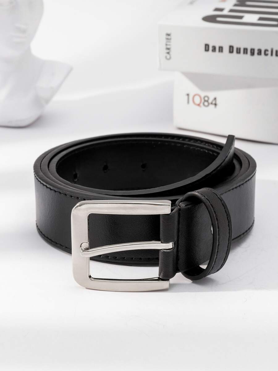 Men Square Buckle Belt For Daily Life Casual - Black - View 1