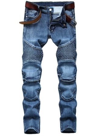 男士修身直筒牛仔褲不附腰帶