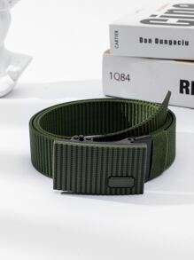 Men Automatic Buckle Tape Belt - Green - View 1