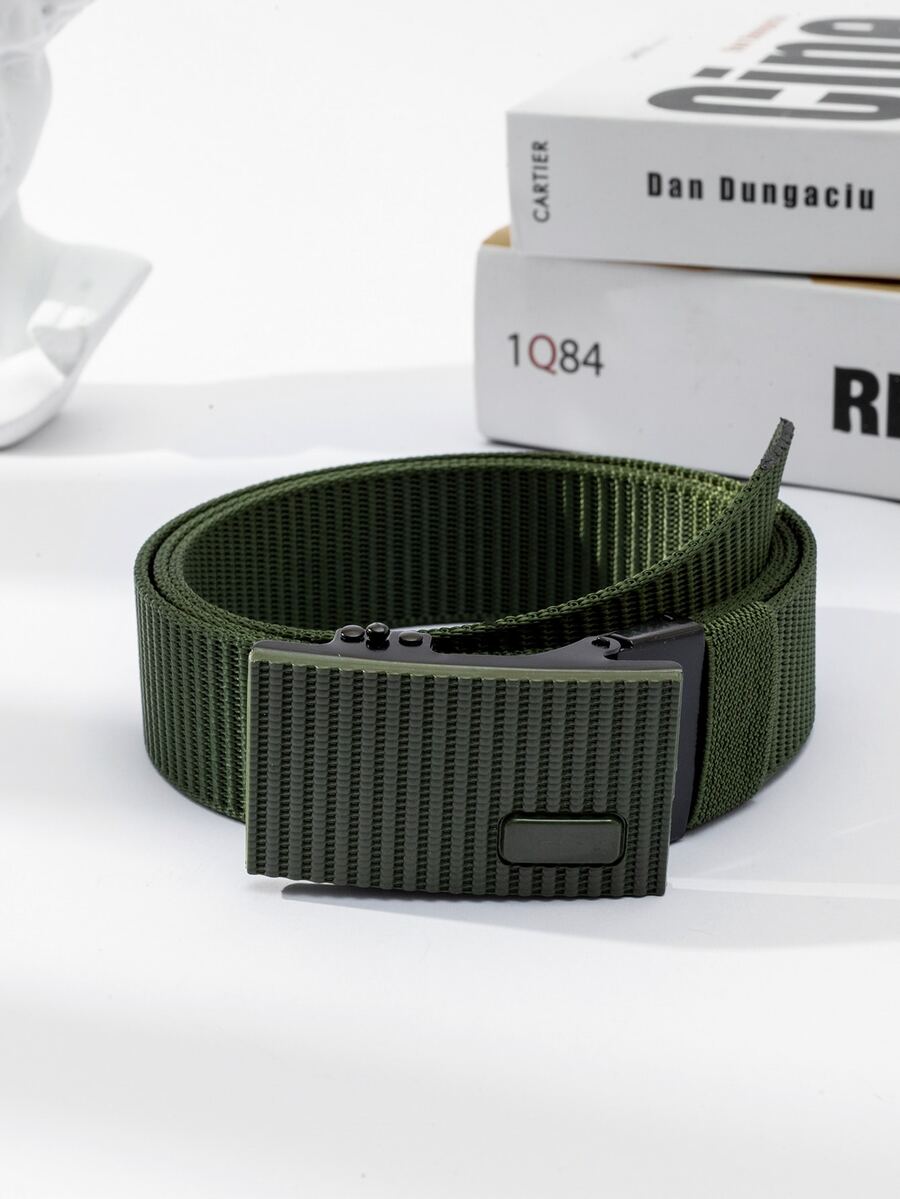 Men Automatic Buckle Tape Belt - Green - View 1