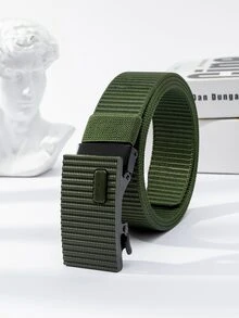 Men Automatic Buckle Tape Belt - Green - View 2