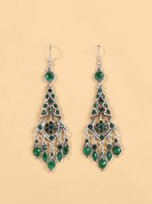 EMERY ROSE 水鑽裝飾耳墜 - 綠色 - 查看 1