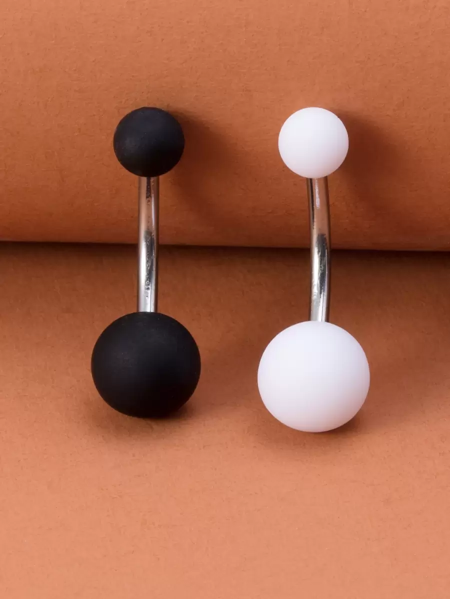 2入組/套球裝飾臍環適合女士和男士,龐克穿孔,A時尚身體鏈禮品適用於任何場合