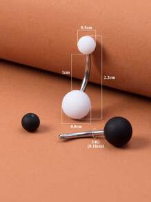 2入組/套球裝飾臍環適合女士和男士,龐克穿孔,A時尚身體鏈禮品適用於任何場合