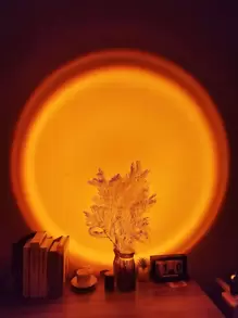 1pc Color Changing Round Atmosphere Projection Lamp, Mini Sunset Lamp For Room Bedroom, Live Streaming Backdrop Light - Multicolor - View 2