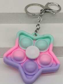 Color Block Star Charm Keychain - Multicolor - View 1
