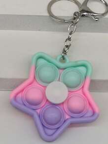 Color Block Star Charm Keychain - Multicolor - View 2