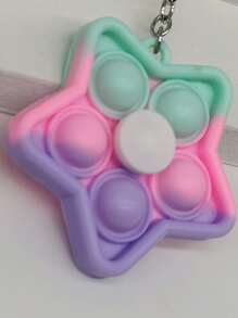 Color Block Star Charm Keychain - Multicolor - View 3