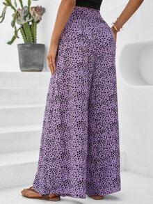 SHEIN LUNE Allover Print High Waist Wide Leg Pants - Multicolor - View 2