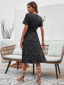 Floral Print Wrap Dress - Multicolor - View 2