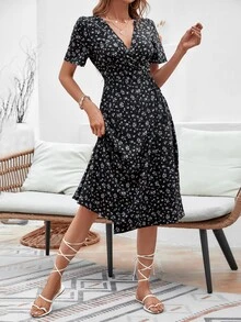 Floral Print Wrap Dress - Multicolor - View 6