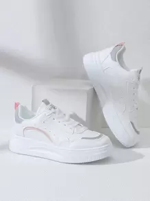 Alan Vincent NỮ Trắng Giày dép Giúp đỡ thấp Lace-up Giày thể thao Thoải mái Giày thể thao Quý cô Giày phẳng Linh hoạt Đối với Mua sắm - trắng - Xem 1