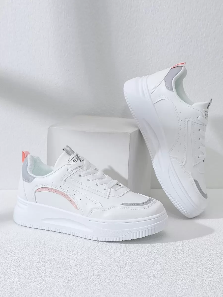 Alan Vincent NỮ Trắng Giày dép Giúp đỡ thấp Lace-up Giày thể thao Thoải mái Giày thể thao Quý cô Giày phẳng Linh hoạt Đối với Mua sắm - trắng - Xem 1