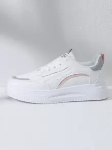 Alan Vincent NỮ Trắng Giày dép Giúp đỡ thấp Lace-up Giày thể thao Thoải mái Giày thể thao Quý cô Giày phẳng Linh hoạt Đối với Mua sắm - trắng - Xem 5