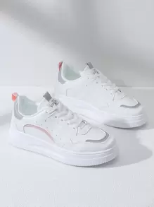 Alan Vincent NỮ Trắng Giày dép Giúp đỡ thấp Lace-up Giày thể thao Thoải mái Giày thể thao Quý cô Giày phẳng Linh hoạt Đối với Mua sắm - trắng - Xem 4