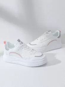 Alan Vincent NỮ Trắng Giày dép Giúp đỡ thấp Lace-up Giày thể thao Thoải mái Giày thể thao Quý cô Giày phẳng Linh hoạt Đối với Mua sắm - trắng - Xem 2