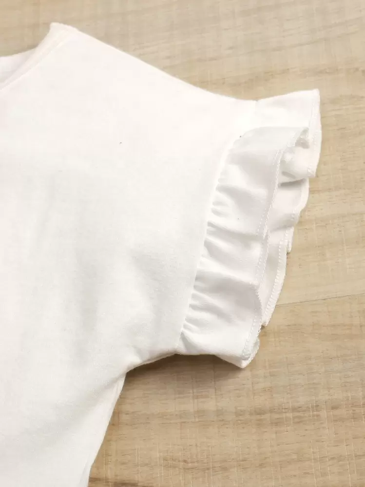 SHEIN เสื้อยืดแขนสั้นพิมพ์ลายกราฟิกสำหรับเด็กผู้หญิงและกางเกงขาสั้นโบว์ลายสก๊อต - มัลติคัลเลอร์ - ดู 4