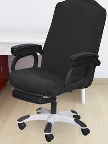 1pc Plain Stretchy Office Chair Slipcover - Black - View 2