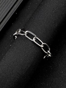 Pulsera minimalista de moda y popular para hombres estilo punk hip pop para regalo de joyería y para una apariencia elegante - Plateado - Ver 2