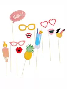 21pcs Hawaiian Hula Skirt Themed Photo Props, Suitable For Hula Dance Parties, Summer Parties, And Various Occasions