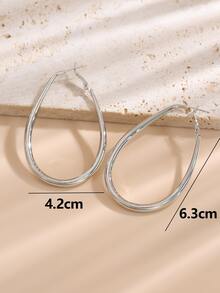 極簡風格圓耳環 - 銀色 - 查看 3