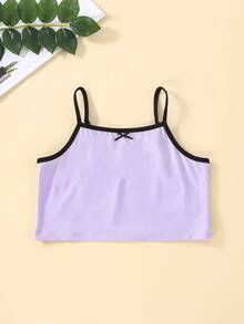 Girls 3pcs Contrast Piping Crop Cami Top - Multicolor - View 4