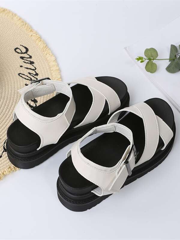 Criss Cross Ankle Strap Wedge Sandals SHEIN UK