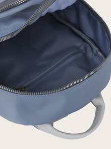 撞色多口袋弧形頂部後背包 - 藍色 - 查看 6