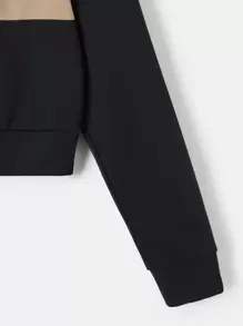 INAWLY 拉链拼色连帽衫，长袖上衣