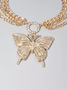 1 件多层全水钻大蝴蝶脚链，适合女性参加派对、生日、婚礼佩戴 - 金黃色 - 查看 6