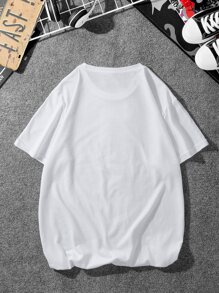 Hombres Camiseta con estampado de letra - Blanco - Ver 2