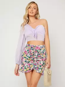 Váy nữ Xù Viên lá sen Dây kéo Hoa Tất cả trên in Boho - Nhiều màu - Xem 1