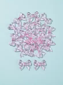 20pcs Bow Acrylic Beads DIY Jewelry Accessory - Pink - View 1