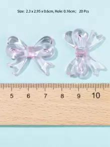 20pcs Bow Acrylic Beads DIY Jewelry Accessory - Pink - View 5