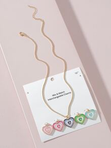 Vòng cổ với 5 chiếc charm trái tim có thể tháo rời - Nhiều màu - Xem 2