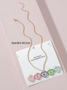 Vòng cổ với 5 chiếc charm trái tim có thể tháo rời - Nhiều màu - Xem 3