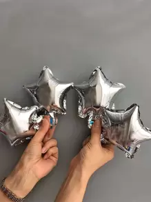 1 pieza/20 piezas Globos decorativos con estrellas doradas mini, Ramadán, Decoración de Ramadán, Eid Mubarak - Plateado - Ver 3