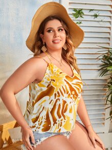 SHEIN Áo hai dây Plus Size Tất cả trên in Giải trí - Nhiều màu - Xem 1