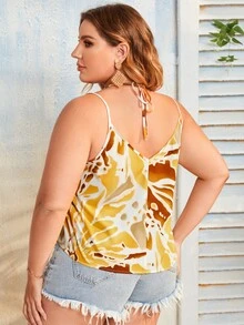 SHEIN Áo hai dây Plus Size Tất cả trên in Giải trí - Nhiều màu - Xem 2