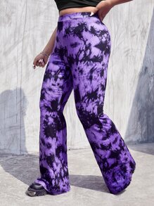 SHEIN EZwear 大碼紮染喇叭褲