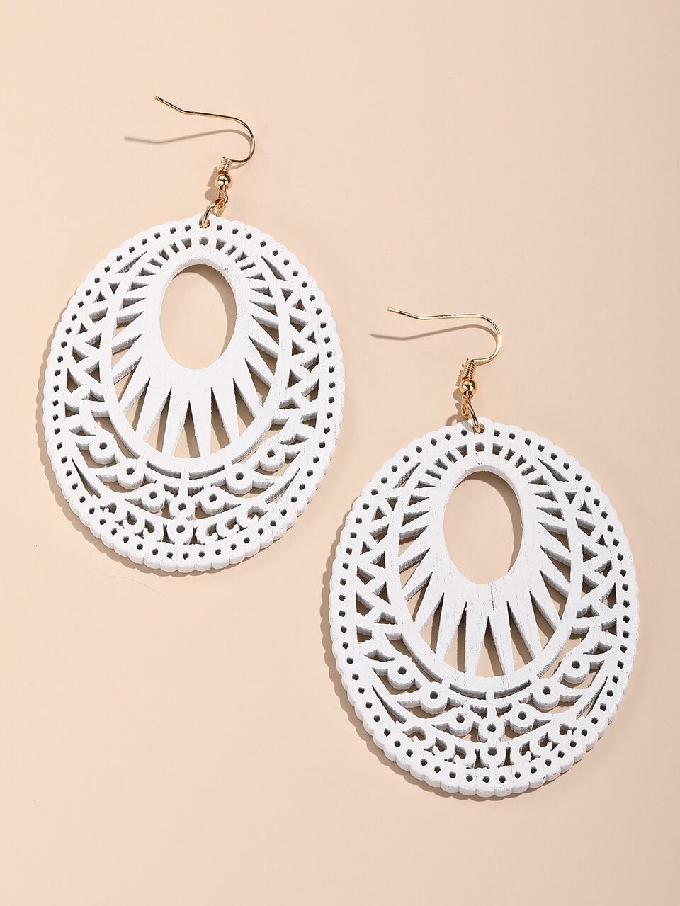 Hollow Out Oval Drop Earrings