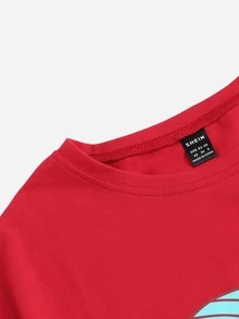 櫻桃和字母圖案T恤 - 紅色 - 查看 5