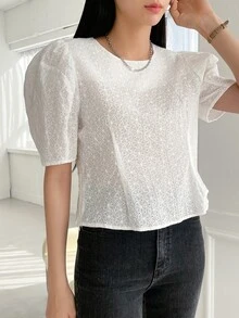 DAZY Áo sơ mi nữ Nút màu trơn Giải trí - trắng - Xem 6