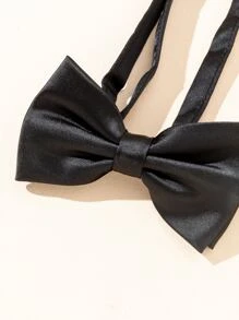 1pc Ladies' New Solid Color Shirt Suitable For Daily Wear, School Party, Business Match With Bow Tie - Black - View 3