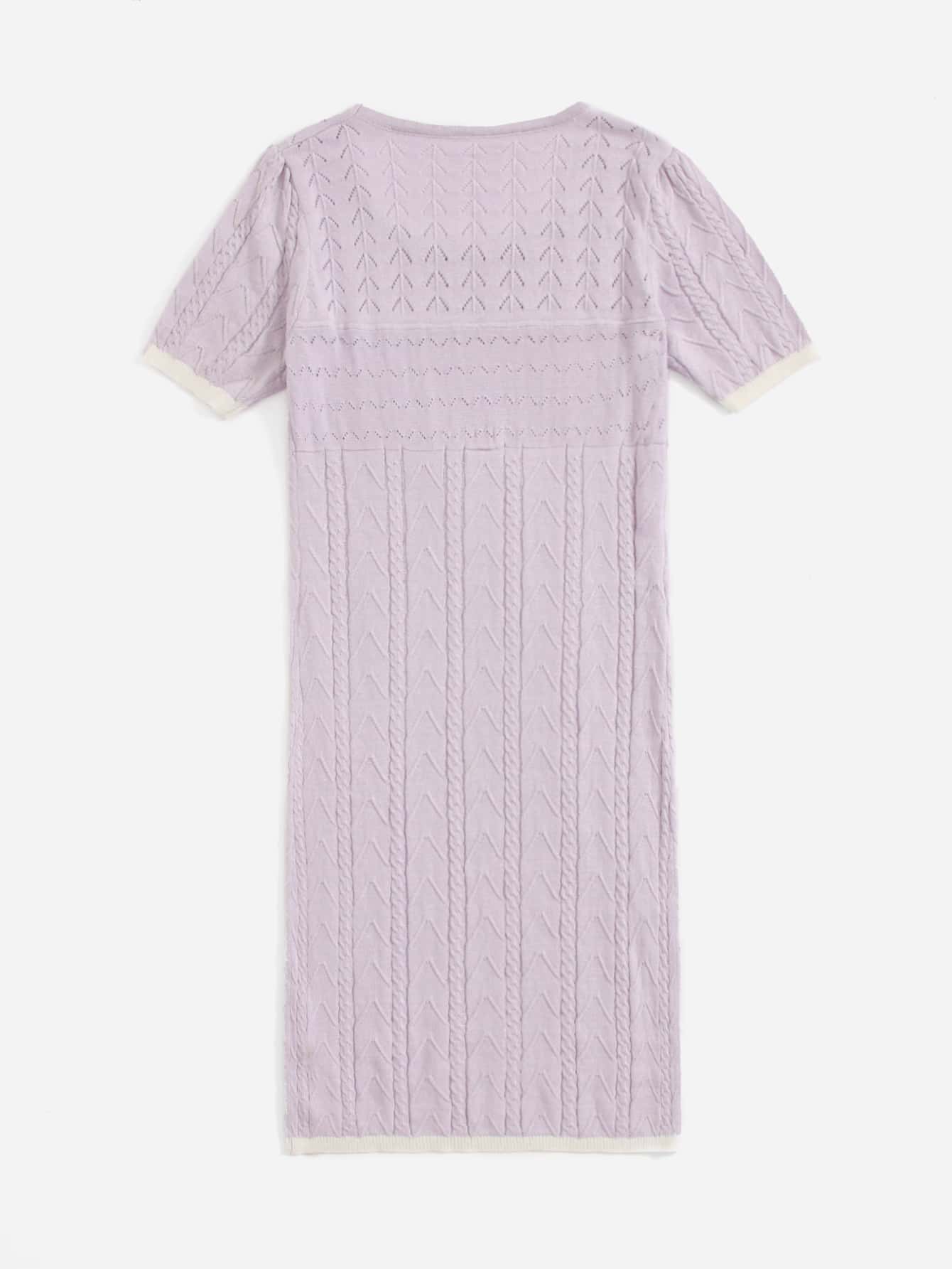 Teen Girls Scoop Neck Cable Knit Sweater Dress