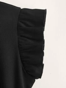 SHEIN Girls Plaid Flutter Sleeve Belted Dress
