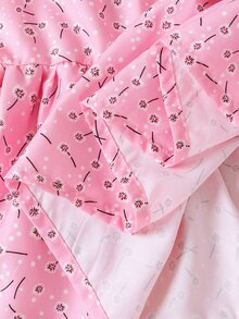 Đầm Gái Xù Viên lá sen Họa tiết hoa Boho - Hồng - Xem 4